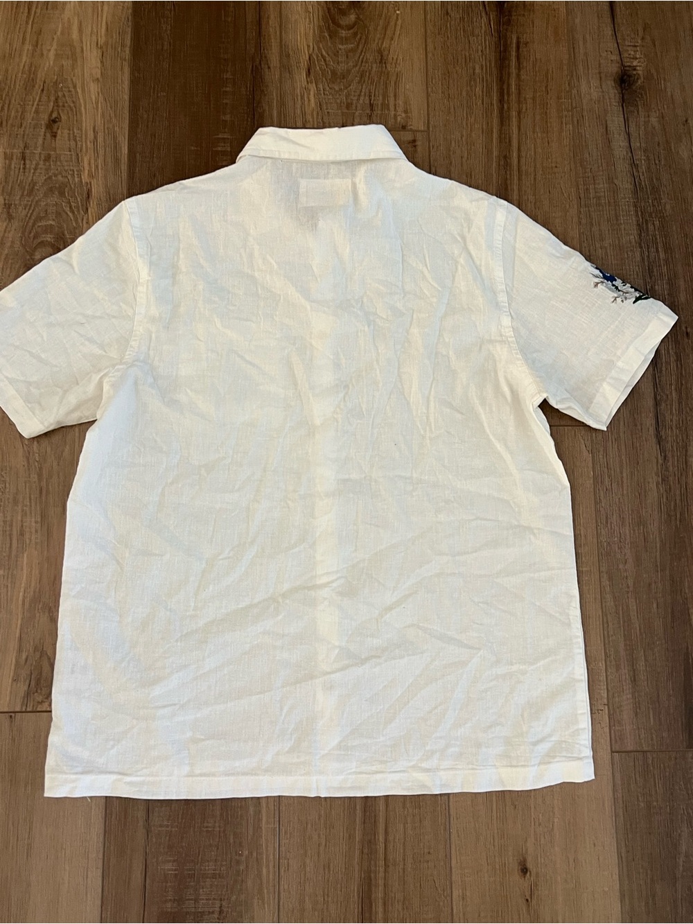 Folk Monty short sleeve linen-blend shirt With floral embroidered design Medium - Picture 7 of 7